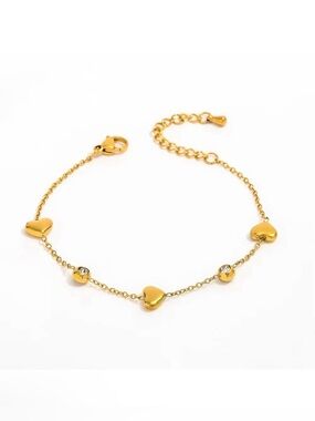 18K Gold Plated Waterproof Heart Bracelet